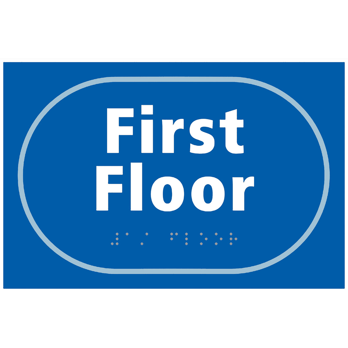 Taktyle Blue/White SelfAdhesive "First Floor" Braille Sign 225mm x