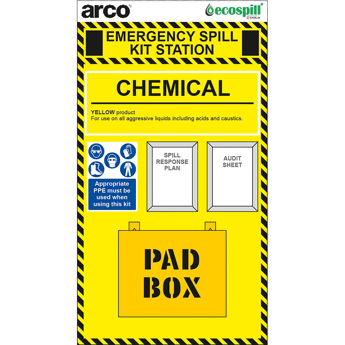 Arco Spill & Go Chemical Spill Kit Station Board Spill Stations