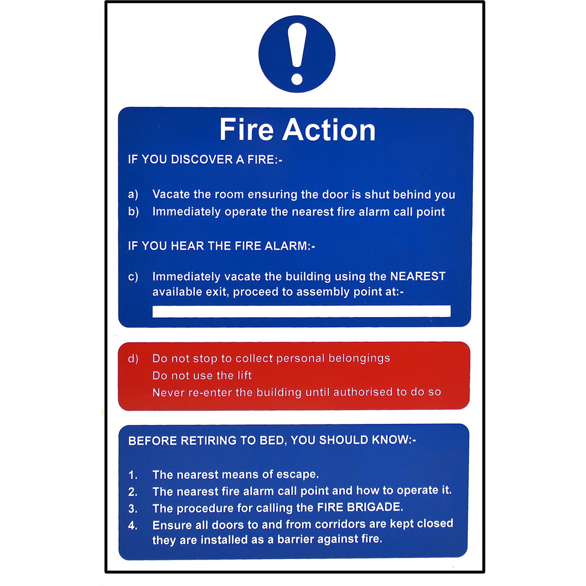 PVC Fire Action Safety Sign 200mm x 300mm | Spectrum Industrial ...