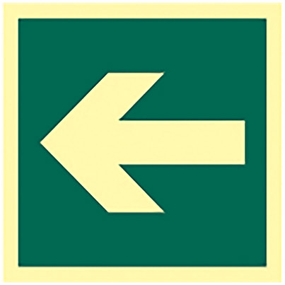 Self-Adhesive Vinyl Photoluminescent Fire Exit Arrow Sign 150mm x 150mm