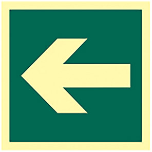 Self-Adhesive Vinyl Photoluminescent Fire Exit Arrow Sign 150mm x 150mm