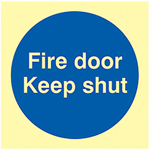 Self-Adhesive Vinyl Photoluminescent "Fire Door Keep Shut" Sign 100mm x 100mm