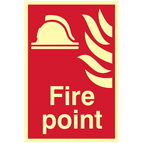 Self-Adhesive Vinyl Photoluminescent "Fire Point" Sign 200mm x 300mm