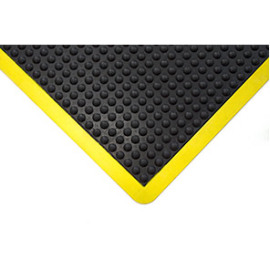 COBA Bubblemat Safety Black/Yellow Anti-Fatigue Mat Interlocking End 60cm x 90cm