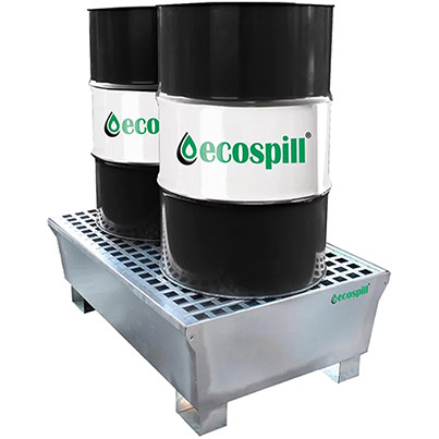Ecospill Two-Drum Galvanised Spill Pallet