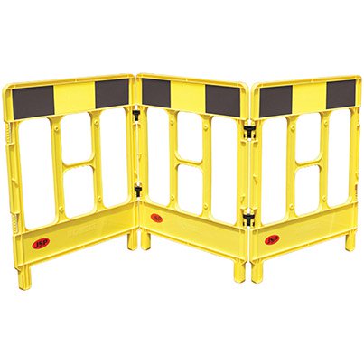 JSP WorkGate Yellow/Black Three-Panel Barrier System
