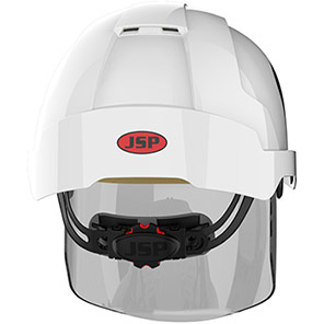 JSP EVO VISTAshield White/Grey Vented Wheel-Ratchet Safety Helmet with Visor