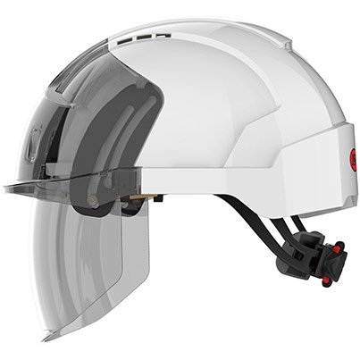 JSP EVO VISTAshield White/Grey Vented Wheel-Ratchet Safety Helmet with Visor