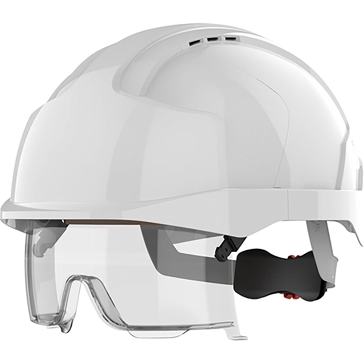 JSP EVO VISTAlens White Vented WheelRatchet Safety Helmet with Glasses