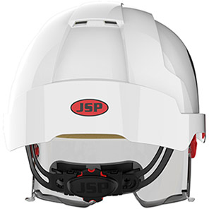 JSP EVO VISTAlens White/Grey Vented Wheel-Ratchet Safety Helmet with Glasses