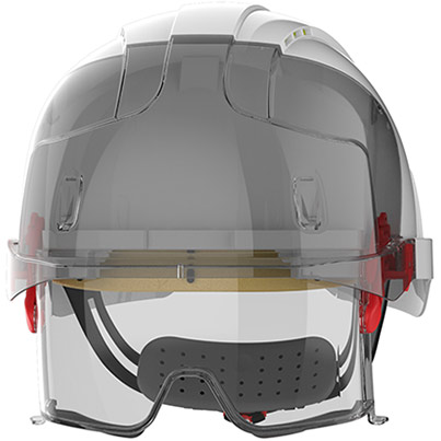 JSP EVO VISTAlens White/Grey Vented Wheel-Ratchet Safety Helmet with Glasses