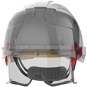 JSP EVO VISTAlens White/Grey Vented Wheel-Ratchet Safety Helmet with Glasses