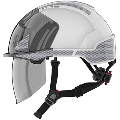JSP EVO VISTAshield Dualswitch White Vented Safety Helmet with Face Shield