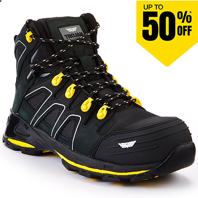 TROJAN Zelos Men’s Black/Yellow S1PS Safety Hiker Boots