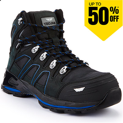 TROJAN Zelos Men’s Black/Blue S1PS Safety Hiker Boots