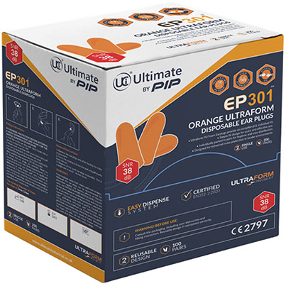 Ultimate Industrial EP301 Disposable Earplugs (Box of 200 pairs)