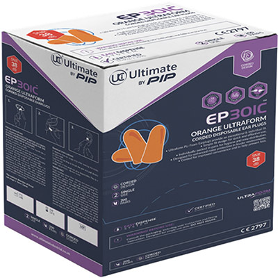 Ultimate Industrial EP301C Corded Disposable Earplugs (Box of 200 pairs)