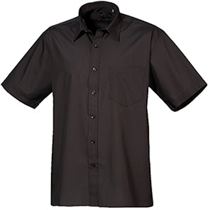 Premier PR202 Men’s Black Short-Sleeve Poplin Shirt 23in