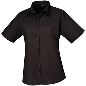 Premier PR302 Black Short-Sleeve Poplin Blouse 30