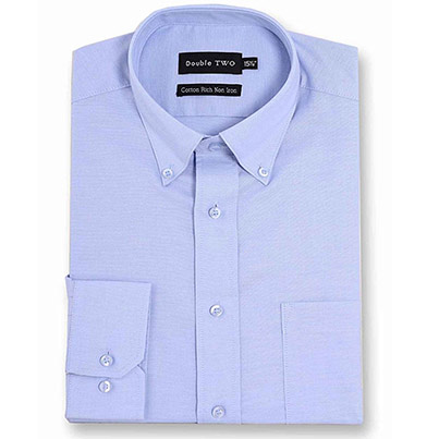 Double Two 4900 Poplin Long-Sleeved Non-Iron Shirt Blue