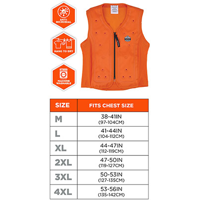 Ergodyne Chill-Its 6685 Orange Dry Evaporative Cooling Vest