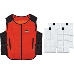 Ergodyne Chill-Its 6260 Orange Lightweight Phase Change Cooling Vest with Rechargeable Packs