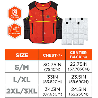 Ergodyne Chill-Its 6260 Orange Lightweight Phase Change Cooling Vest with Rechargeable Packs