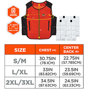 Ergodyne Chill-Its 6260 Orange Lightweight Phase Change Cooling Vest with Rechargeable Packs