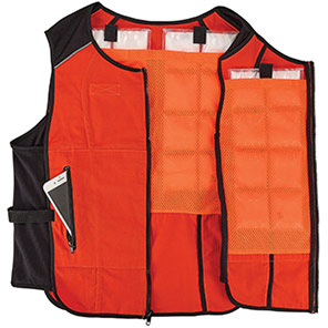 Ergodyne Chill-Its 6260 Orange Lightweight Phase Change Cooling Vest with Rechargeable Packs