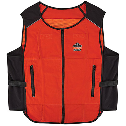 Ergodyne Chill-Its 6260 Orange Lightweight Phase Change Cooling Vest with Rechargeable Packs