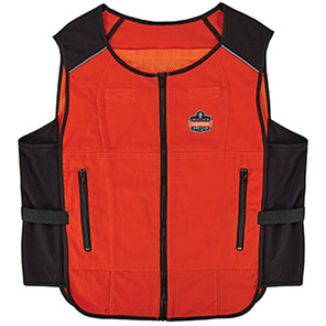 Ergodyne Chill-Its 6260 Orange Lightweight Phase Change Cooling Vest with Rechargeable Packs 2XL/3XL