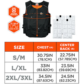 Ergodyne Chill-Its 6260 Black Lightweight Phase Change Cooling Vest with Rechargeable Packs