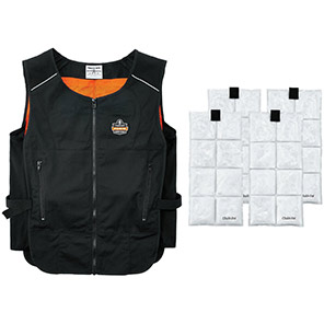 Ergodyne Chill-Its 6260 Black Lightweight Phase Change Cooling Vest with Rechargeable Packs