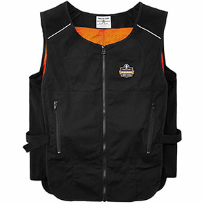 Ergodyne Chill-Its 6260 Black Lightweight Phase Change Cooling Vest with Rechargeable Packs 2XL/3XL
