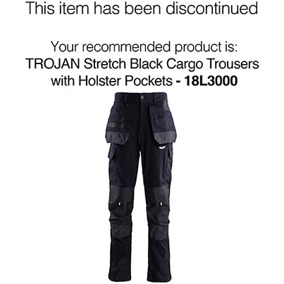 TROJAN Men’s Black Ripstop Trousers with Kneepad Pockets