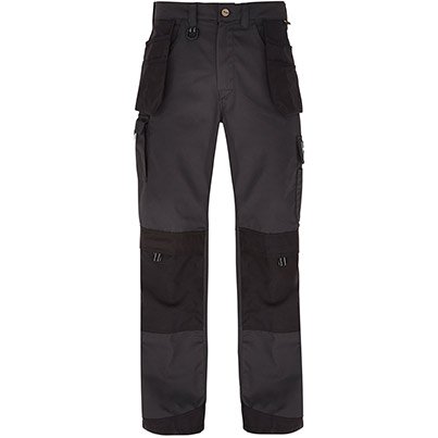 TROJAN Men’s Grey/Black Multipocket Tradesman Trousers with Kneepad Pockets