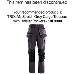 TROJAN Men’s Grey/Black Ripstop Trousers with Kneepad Pockets TROJAN Men’s Grey/Black Ripstop Trousers with Kneepad Pockets 46S