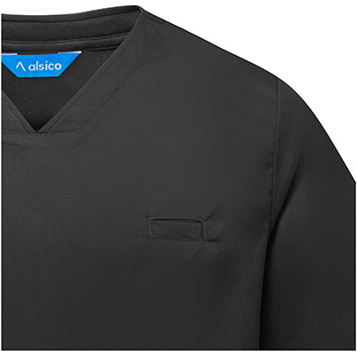 Alsico NVU1 Unisex Black V-Neck Scrub Tunic