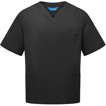Alsico NVU1 Unisex Black V-Neck Scrub Tunic