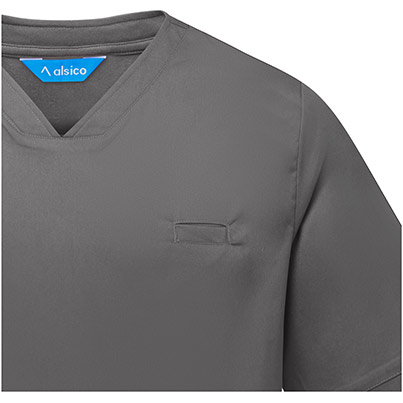Alsico NVU1 Unisex Charcoal V-Neck Scrub Tunic