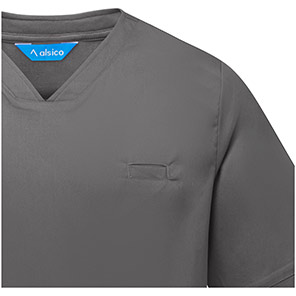 Alsico NVU1 Unisex Charcoal V-Neck Scrub Tunic