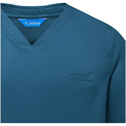 Alsico NVU1 Unisex Caribbean Blue V-Neck Scrub Tunic