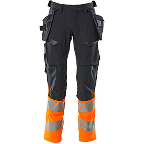 MASCOT ACCELERATE SAFE 19131 Dark Navy/Hi-Vis Orange Hi-Vis Trousers with Holster Pockets 34.5T