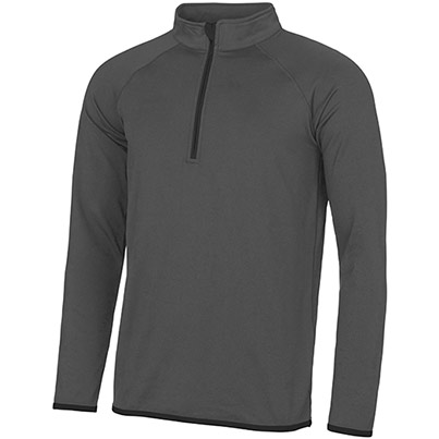 AWDis Just Cool JC031 Charcoal/Jet Black Half-Zip Sweatshirt