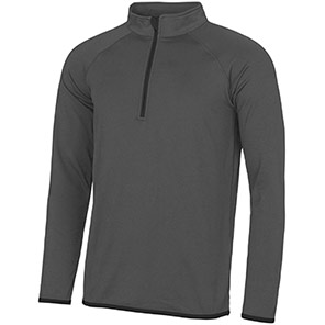 AWDis Just Cool JC031 Charcoal/Jet Black Half-Zip Sweatshirt