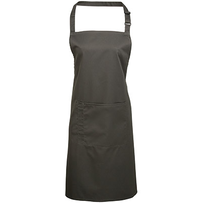 PR154 Bib Apron C/W Pocket Dark Grey