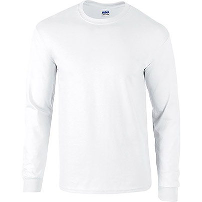 Gildan Ultra Cotton GD014 White Long-Sleeve T-Shirt