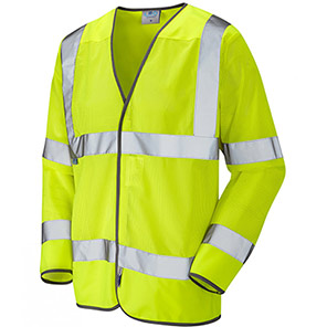 Leo Fremington Yellow Long-Sleeve Hi-Vis Mesh Vest 4XL