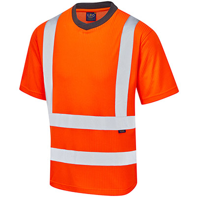 Leo EcoViz Newport Men’s Orange Wicking Hi-Vis T-Shirt