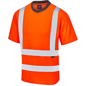 Leo EcoViz Newport Men’s Orange Wicking Hi-Vis T-Shirt 6XL
